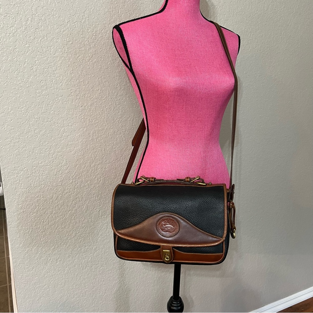 Dooney & Bourke Black and Brown All Weather Leather Vintage Crossbody Bag